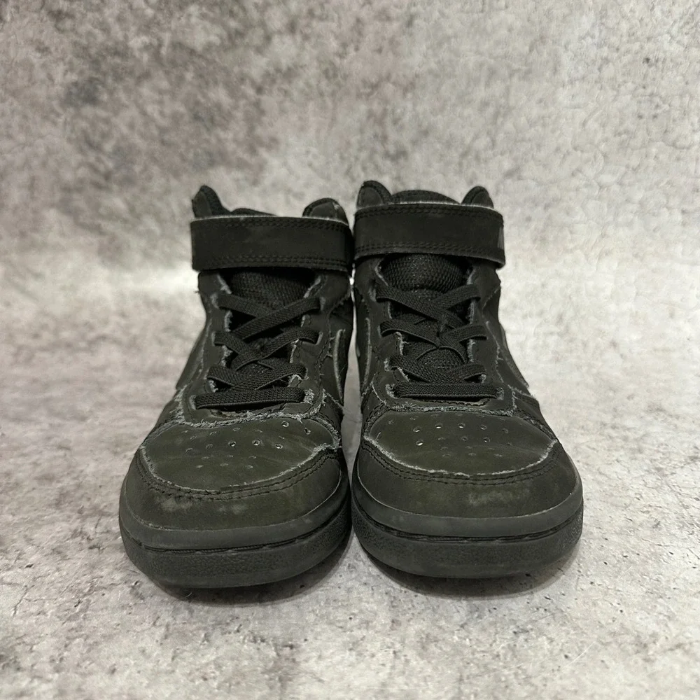 Nike Court Borough Mid 2 Kids 11C Black Sneakers CW5868-001 Mid Top Hook Loop